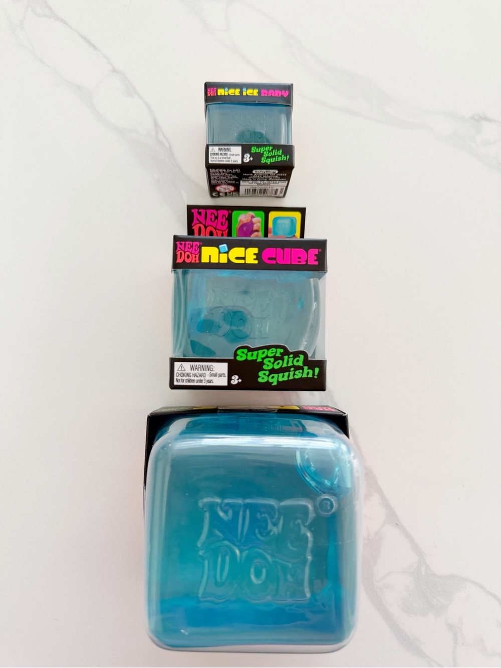 NeeDoh Ice Collection Bundle of 3 💙 Baby Ice, Nice Cube & Jumbo Nice Berg SEALED
